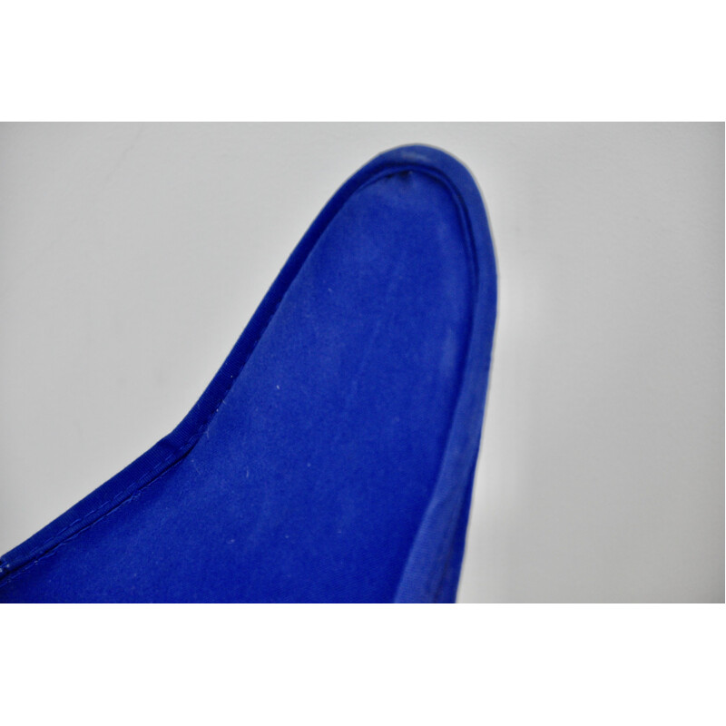 Paire de fauteuils vintage en métal et tissu bleu par Jorge Ferrari-Hardoy pour Knoll Inc