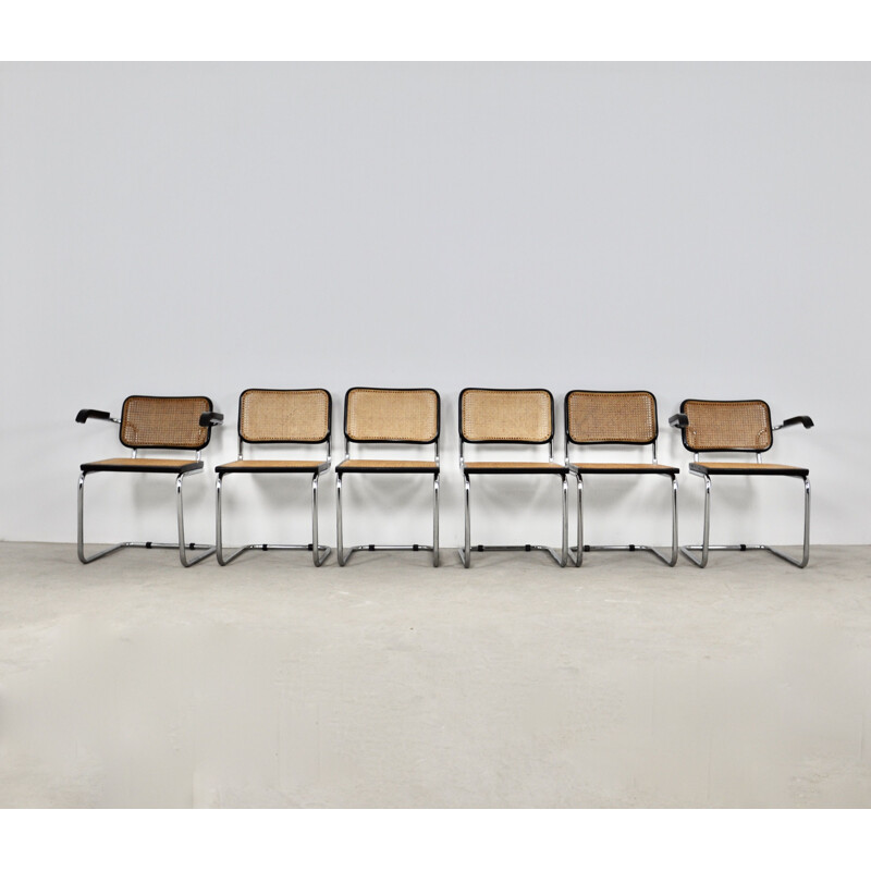 Set of vintage 4 chairs and 2 armchairs by Marcel Breuer