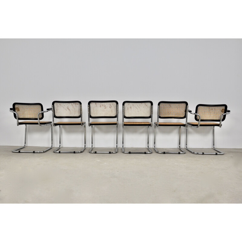 Ensemble de 4 chaises et 2 fauteuils vintage par Marcel Breuer