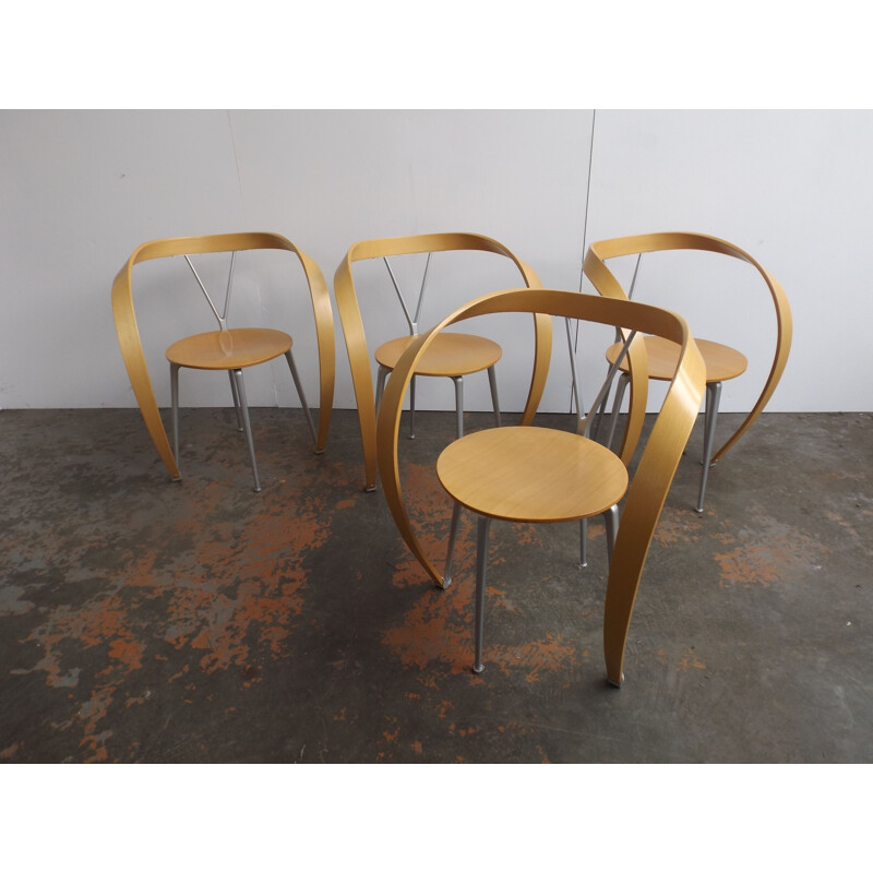 Ensemble de 4 chaises inversées vintage par Andrea Branzi pour Cassina