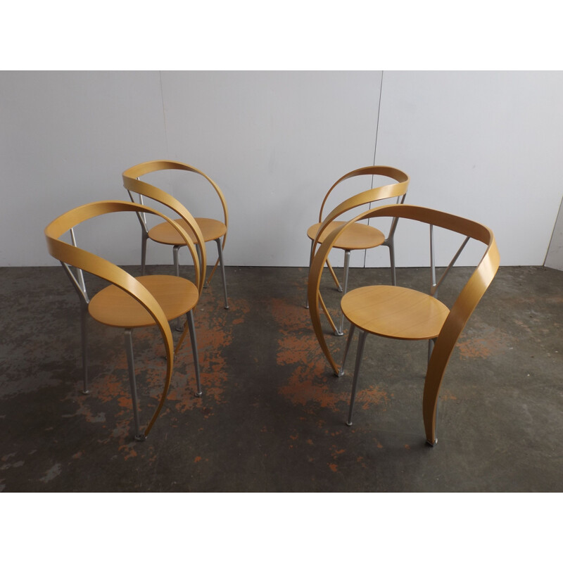 Set of 4 vintage reverse chairs by Andrea Branzi for Cassina
