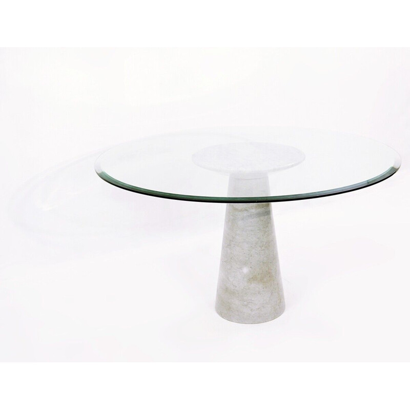 Table vintage en marbre et verre