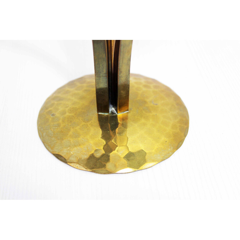 Vintage triple candlestick all in brass, 1960-1970