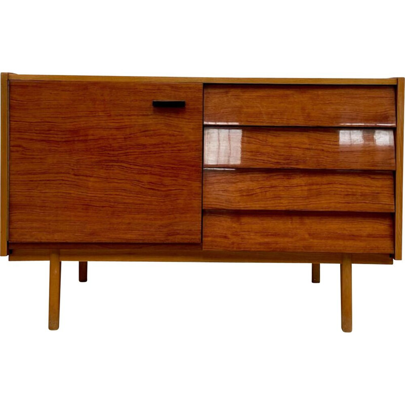 Enfilade vintage en bois et verre, 1970