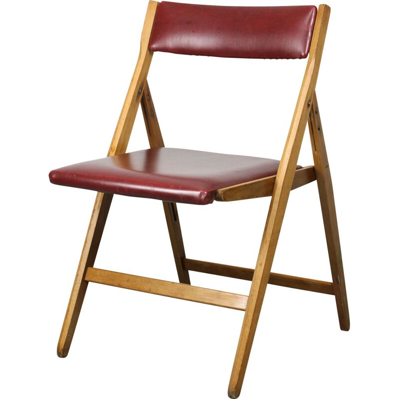 Vintage red Eden folding chair by Gio Ponti