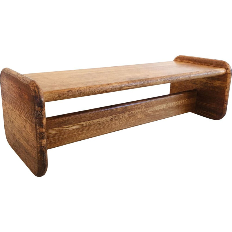 Vintage bench in solid oakwood, France 1980