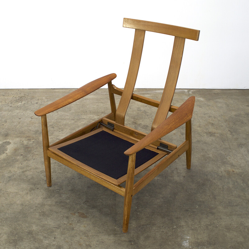 FD-164 Cado armchair in teak and red fabric, Arne VODDER - 1960s