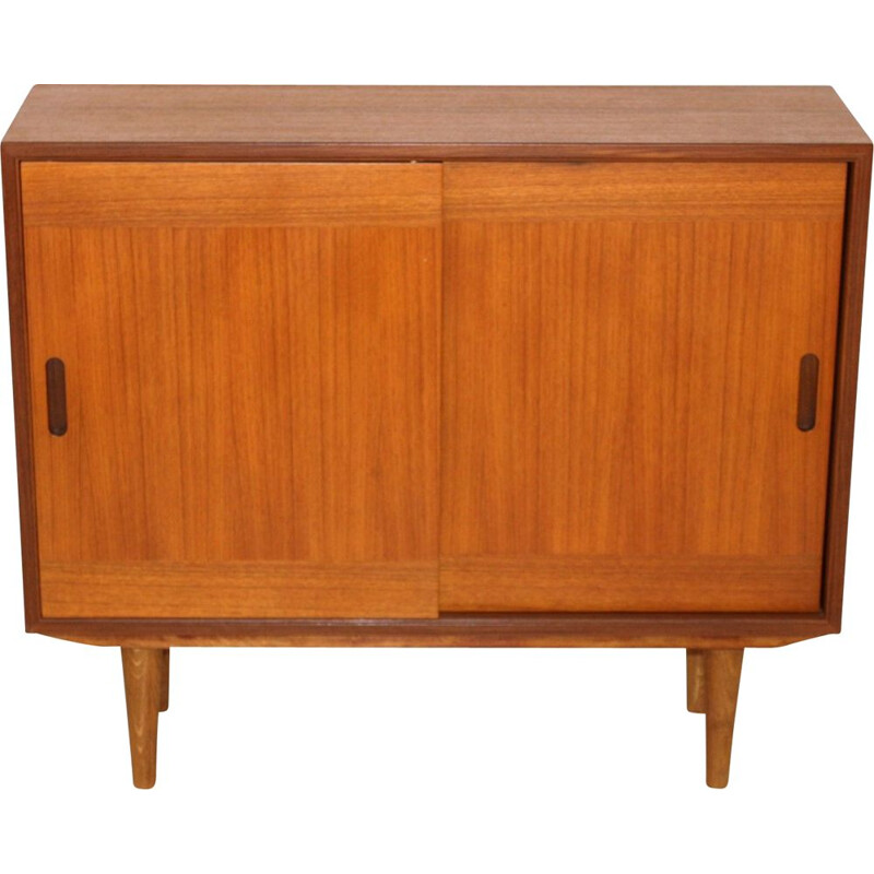 Vintage teak highboard with 2 sliding doors, Sweden 1960