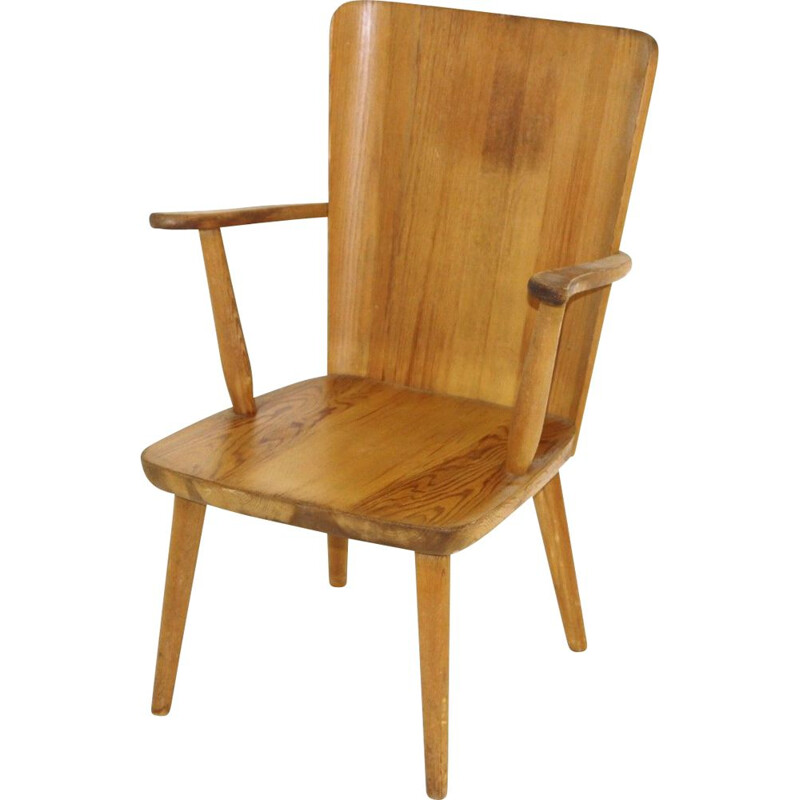 Vintage pine chair with arms by Göran Malmvall, Sweden 1950