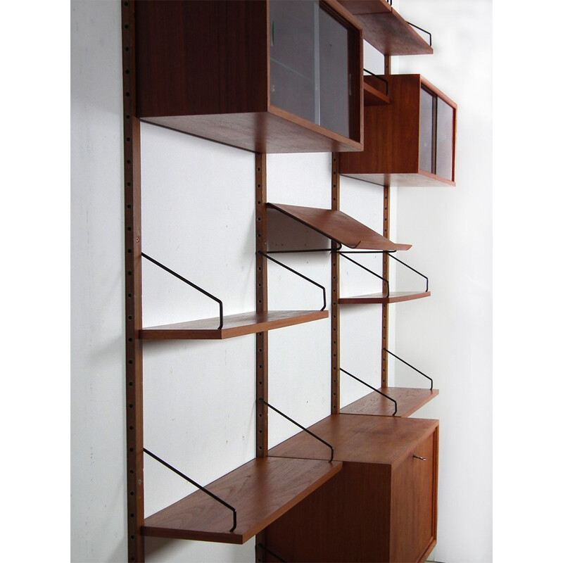 Danish "Royal" wall system in teak veneer, Poul CADOVIUS - 1960s