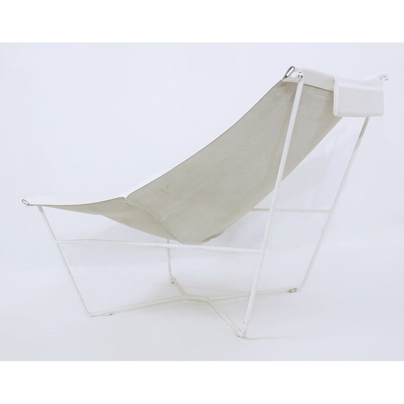 "Semana" vintage lounge chair in white leather and steel by David Weeks for Habitat UK
