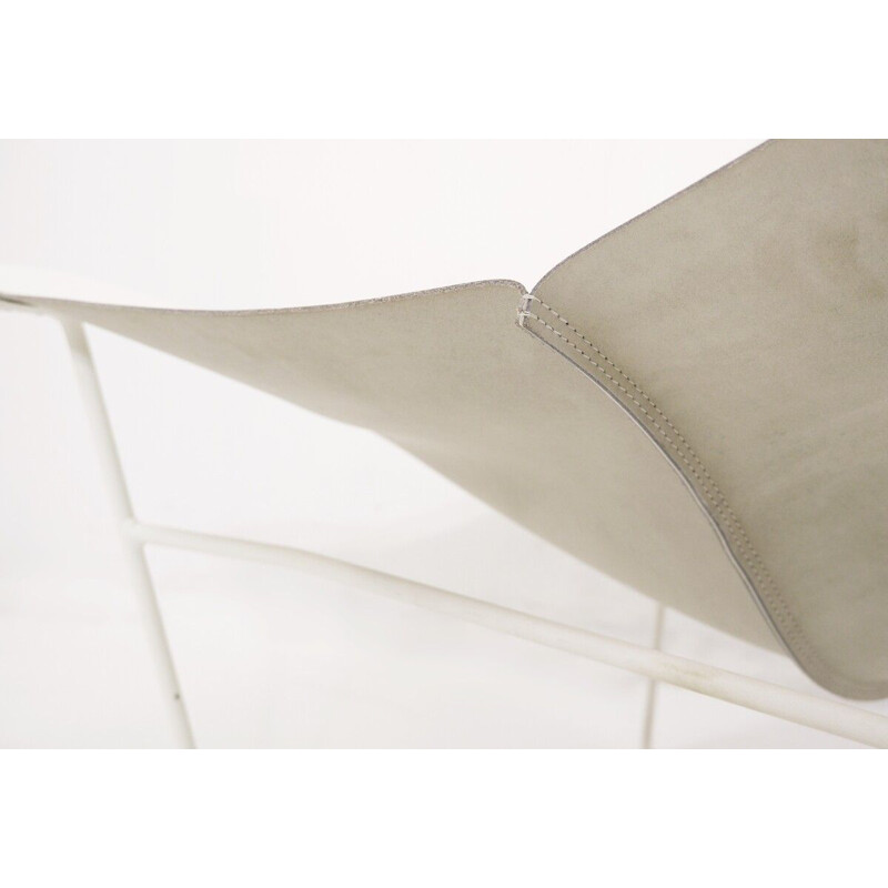 Fauteuil lounge vintage "Semana" en cuir blanc et acier par David Weeks pour Habitat UK