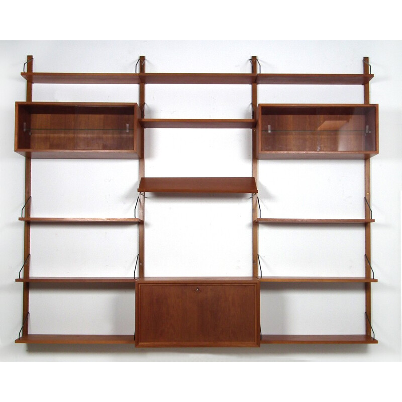 Danish "Royal" wall system in teak veneer, Poul CADOVIUS - 1960s