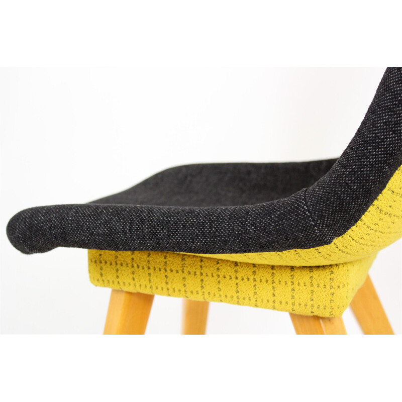 Set of 4 mid-century grey & yellow chairs from Drevovyroba Ostrava, Czechoslovakia 1960s