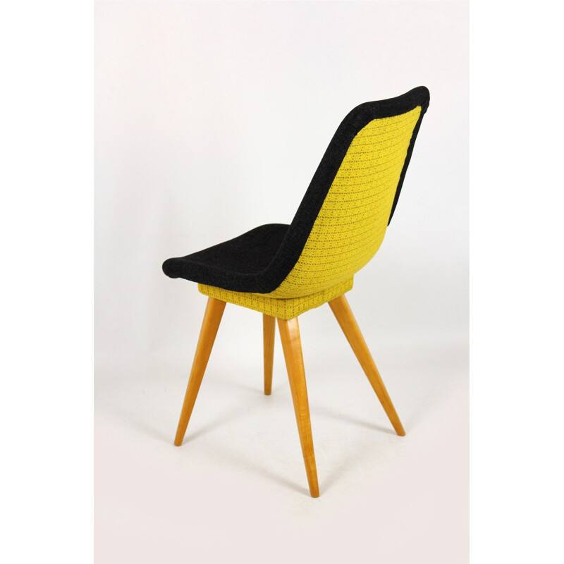 Set of 4 mid-century grey & yellow chairs from Drevovyroba Ostrava, Czechoslovakia 1960s