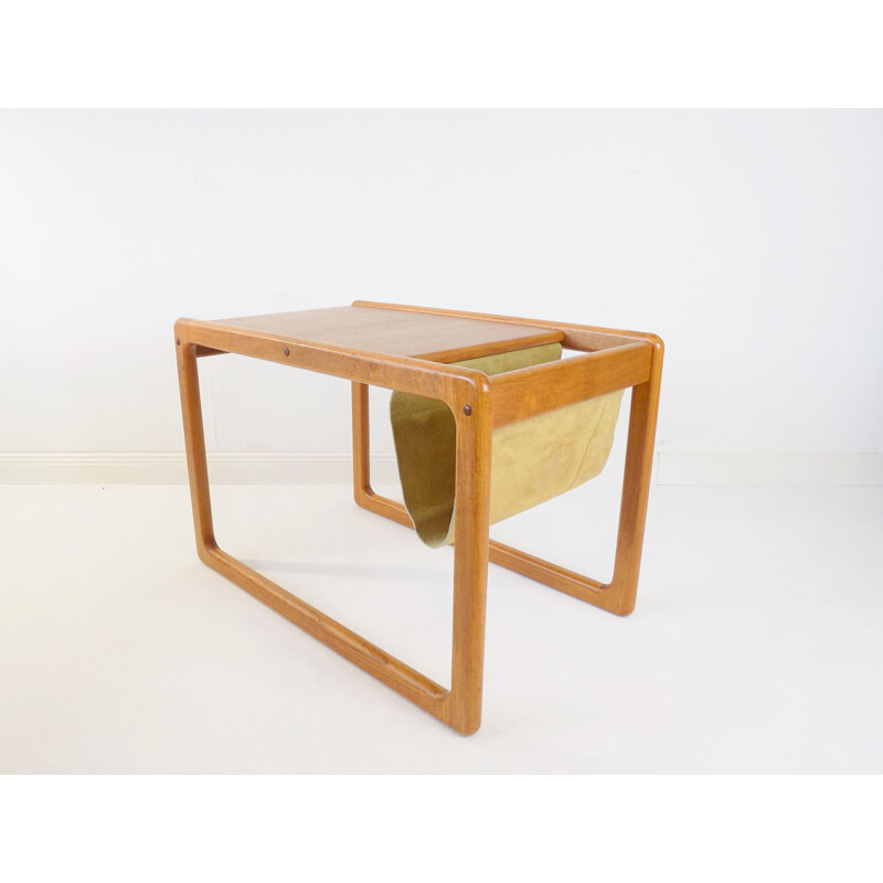 Vintage teak side table with newspaper compartment