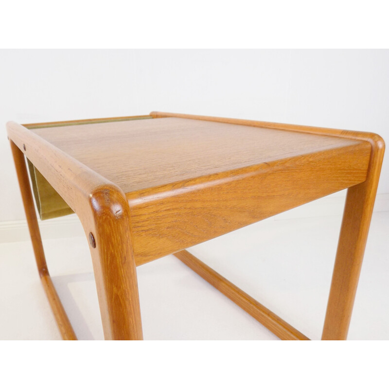 Vintage teak side table with newspaper compartment