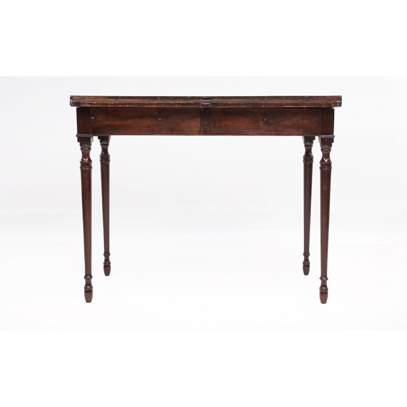 Mid century mahogany stamped card table