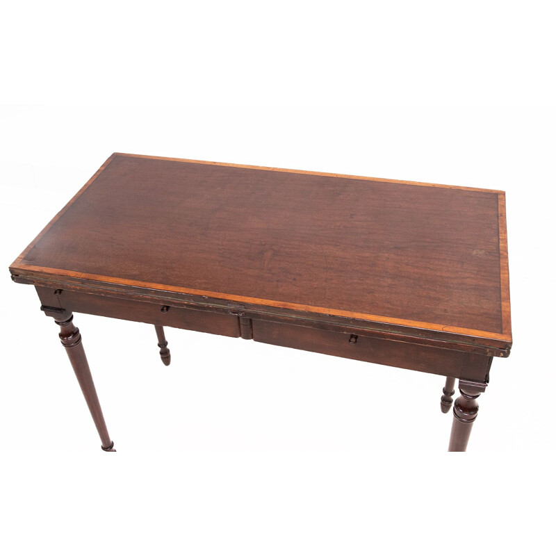 Mid century mahogany stamped card table