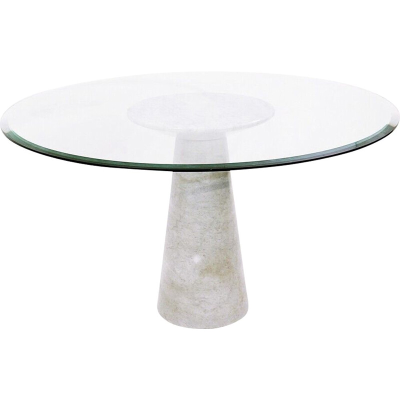 Table vintage en marbre et verre
