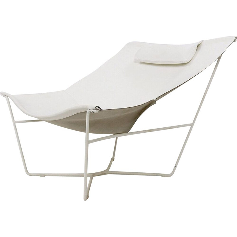 "Semana" vintage lounge chair in white leather and steel by David Weeks for Habitat UK