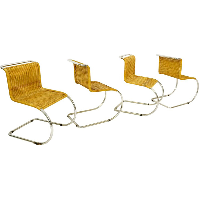 Set of 4 rattan chairs by Mies van der Rohe for Tecta, 1960