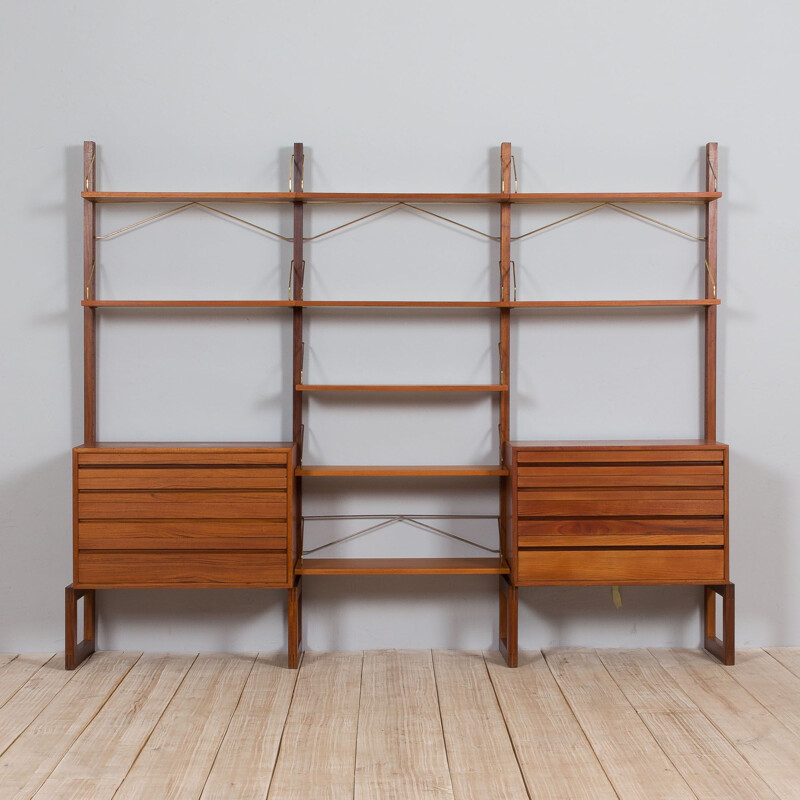 Vintage free standing shelving unit in teak by Poul Cadovius for Cado, Denmark 1960s