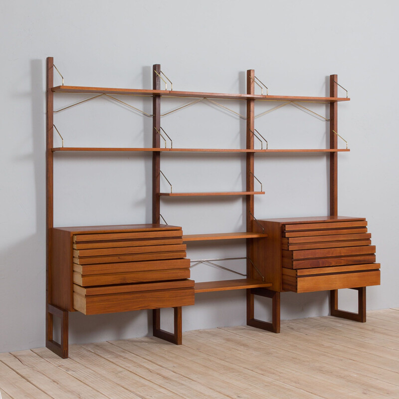 Vintage free standing shelving unit in teak by Poul Cadovius for Cado, Denmark 1960s