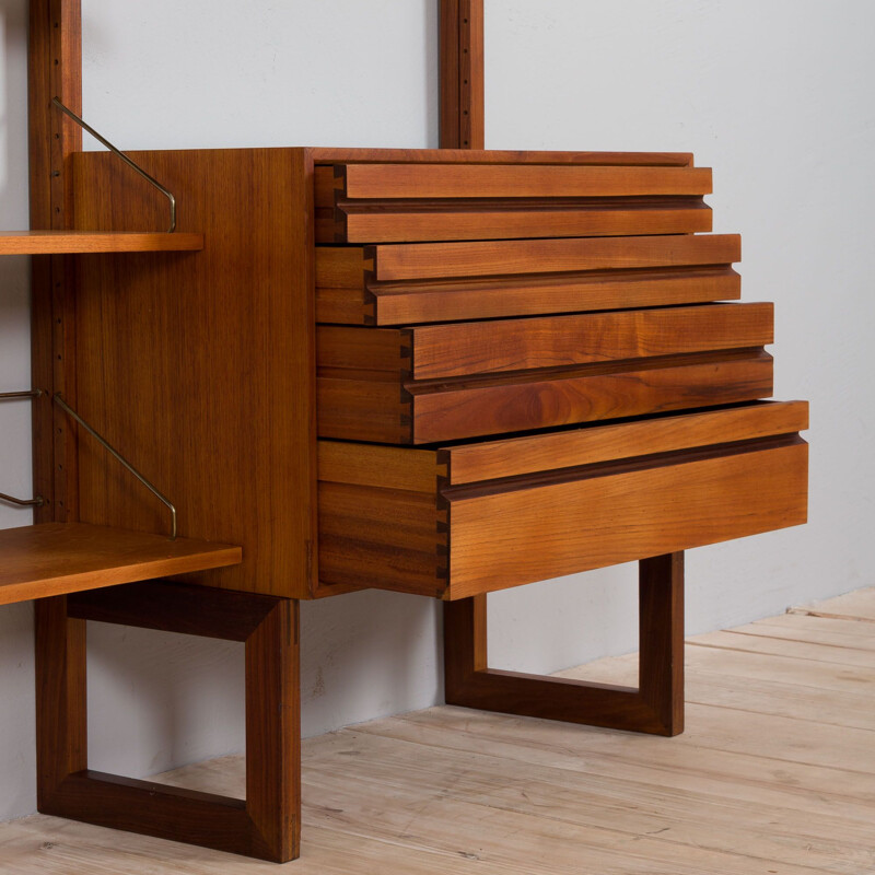 Vintage free standing shelving unit in teak by Poul Cadovius for Cado, Denmark 1960s