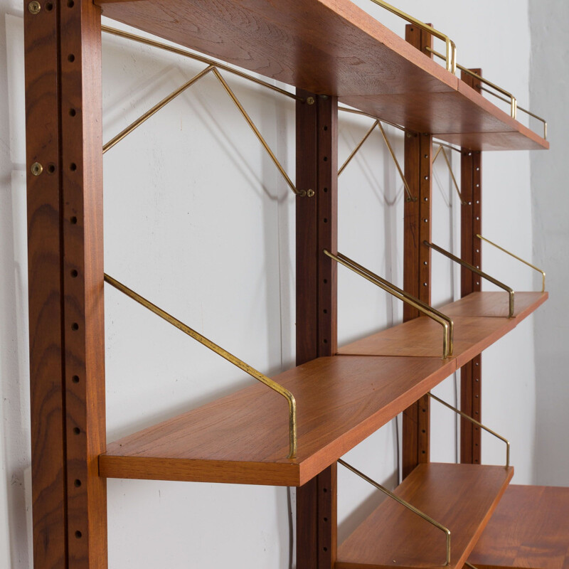 Vintage free standing shelving unit in teak by Poul Cadovius for Cado, Denmark 1960s