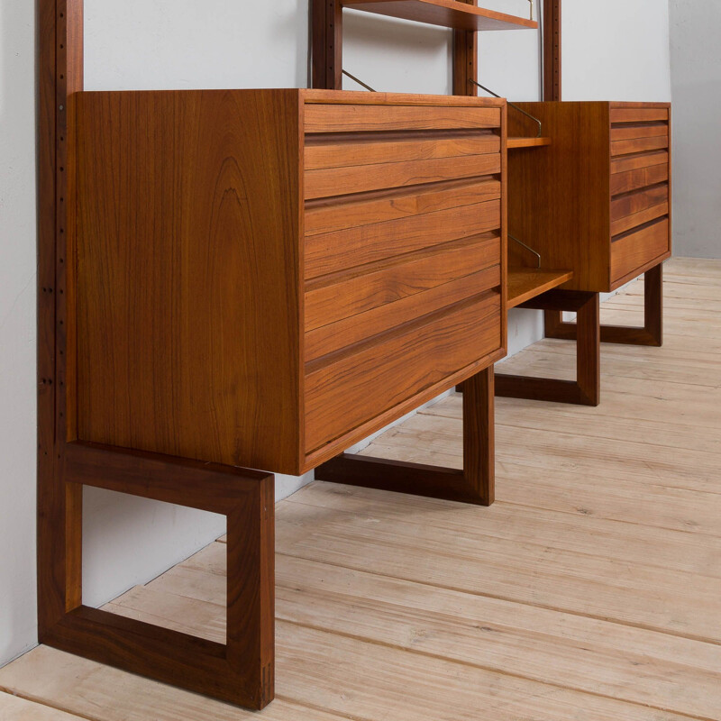 Vintage free standing shelving unit in teak by Poul Cadovius for Cado, Denmark 1960s