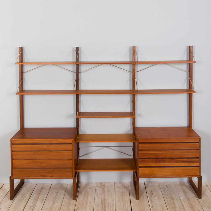 Vintage free standing shelving unit in teak by Poul Cadovius for Cado, Denmark 1960s