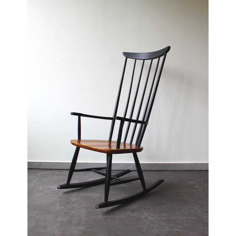 Vintage beech rocking chair by Ilmari Tapiovaara for Asko