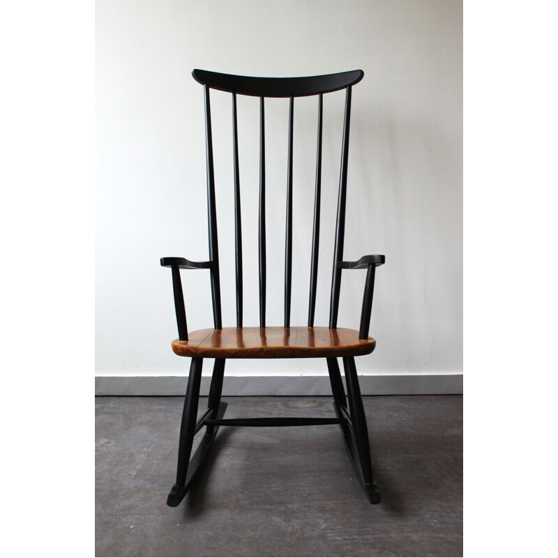 Vintage beech rocking chair by Ilmari Tapiovaara for Asko