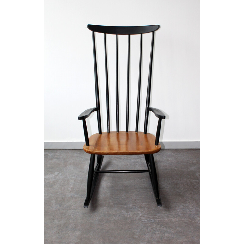Cadeira de balanço em faia Vintage de Ilmari Tapiovaara para Asko