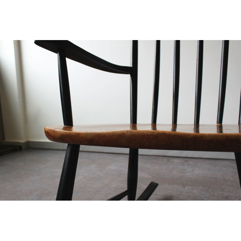 Chaise à bascule vintage en hêtre par Ilmari Tapiovaara pour Asko