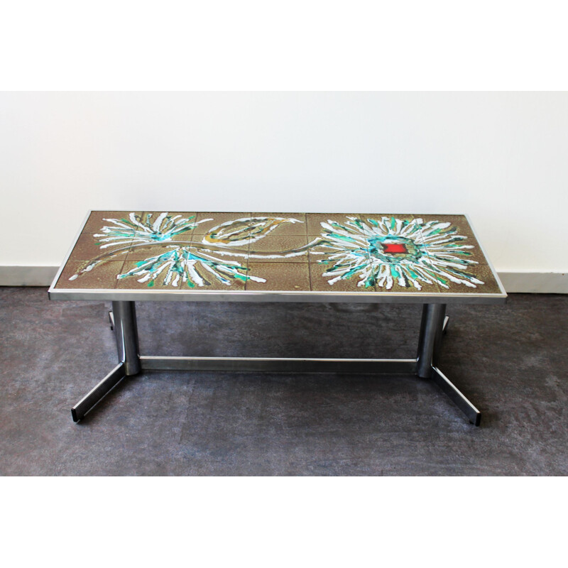 Vintage ceramic and chrome coffee table