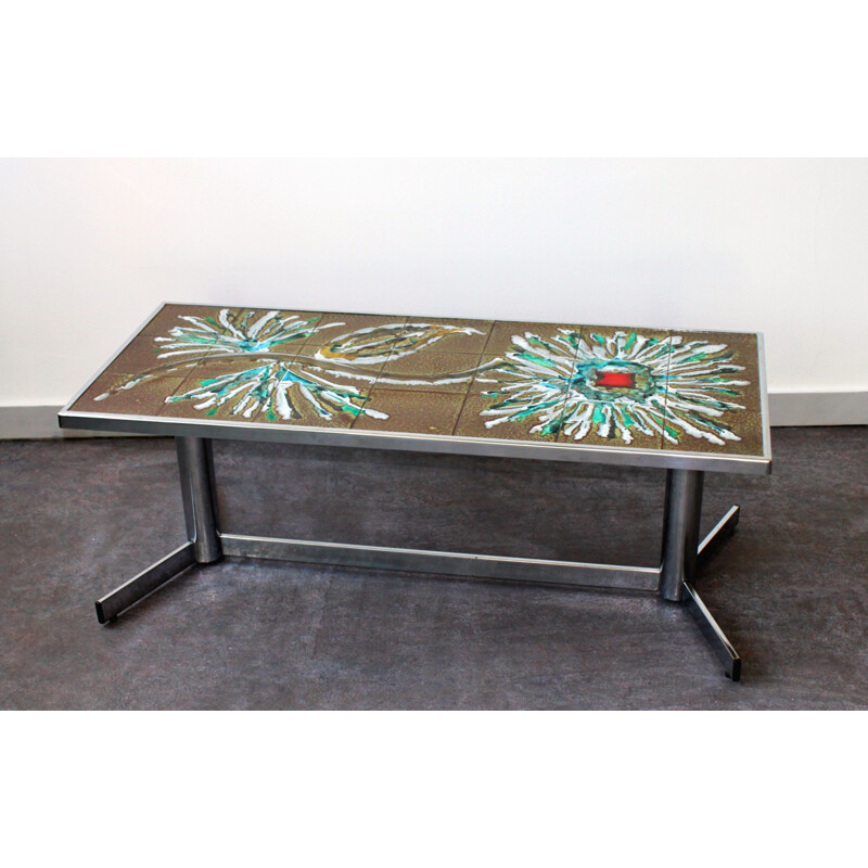 Vintage ceramic and chrome coffee table