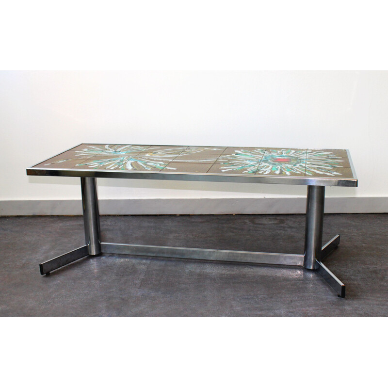 Vintage ceramic and chrome coffee table