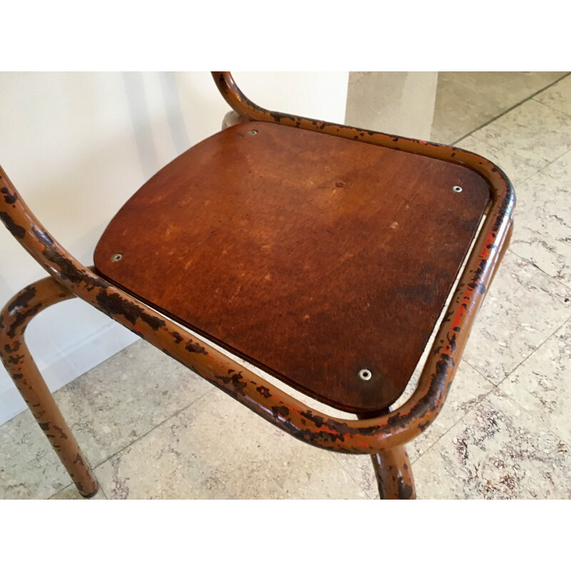 Vintage school chair in tubular steel and wood