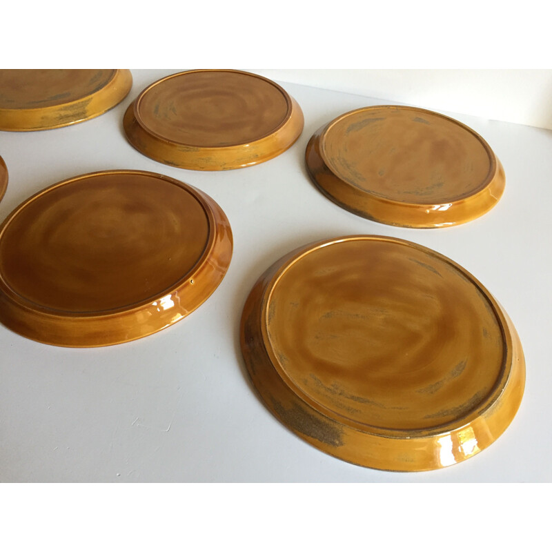 Set of 6 vintage compartmentalized plates, 1970