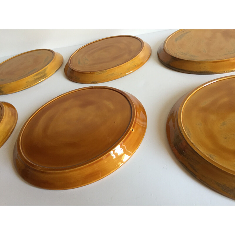 Set of 6 vintage compartmentalized plates, 1970