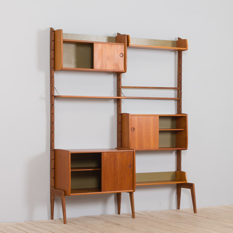 Scandinavian vintage standing Ergo wall unit in teak by John Texmon for Blindheim Møbelfabrikk, 1960s