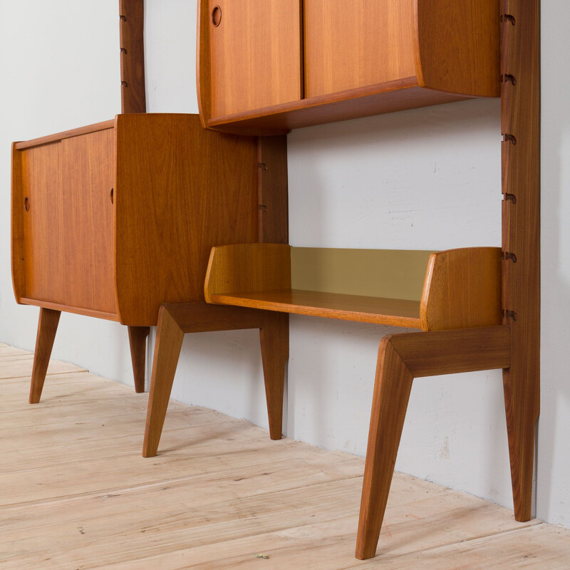 Scandinavian vintage standing Ergo wall unit in teak by John Texmon for Blindheim Møbelfabrikk, 1960s