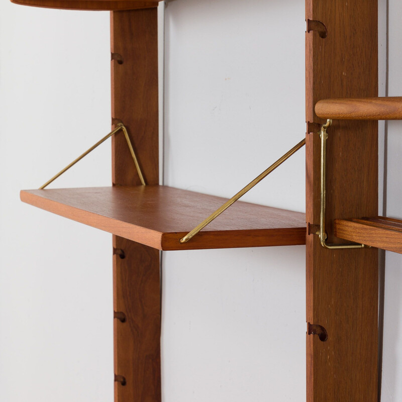 Scandinavian vintage standing Ergo wall unit in teak by John Texmon for Blindheim Møbelfabrikk, 1960s