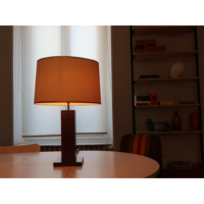 Lampe de table vintage couleur acajou