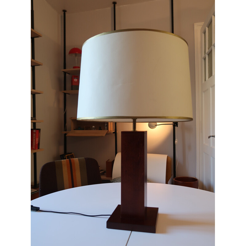 Lampe de table vintage couleur acajou