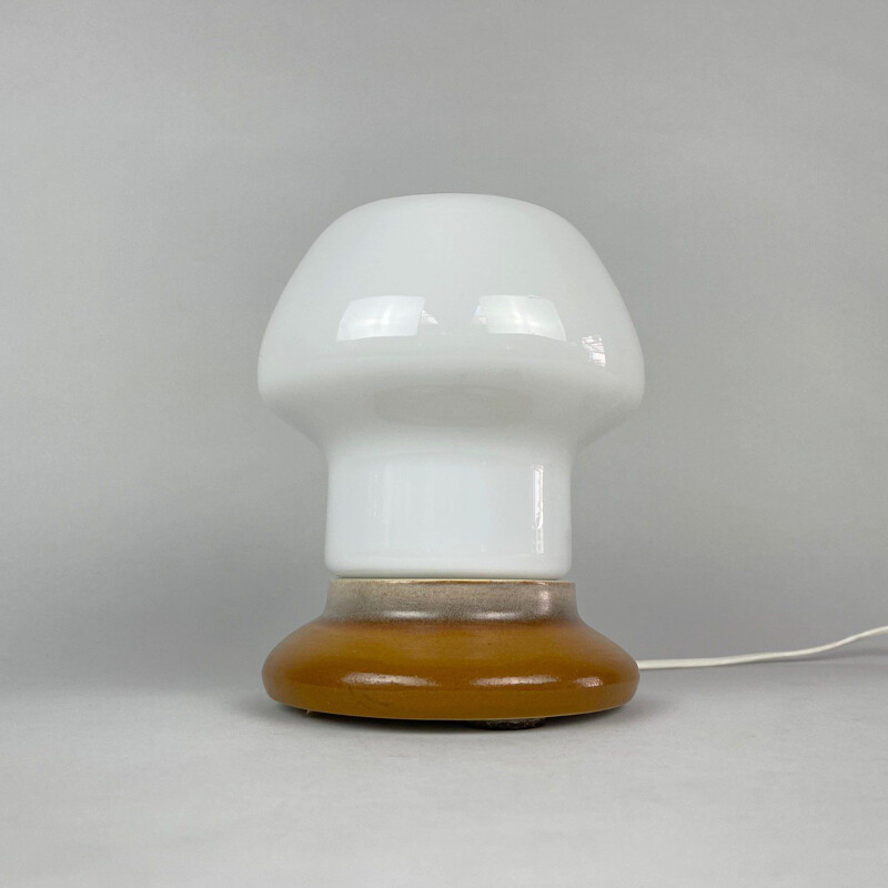 Vintage glass and ceramic table lamp by Ivan Jakeš for Osvetlovaci Sklo, Czechoslovakia 1960