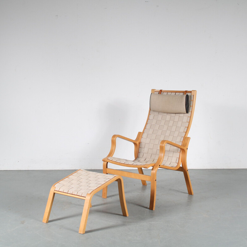 Mid century armchair and ottomane by Finn Ostergaard for Skipper, Denmark 1970s