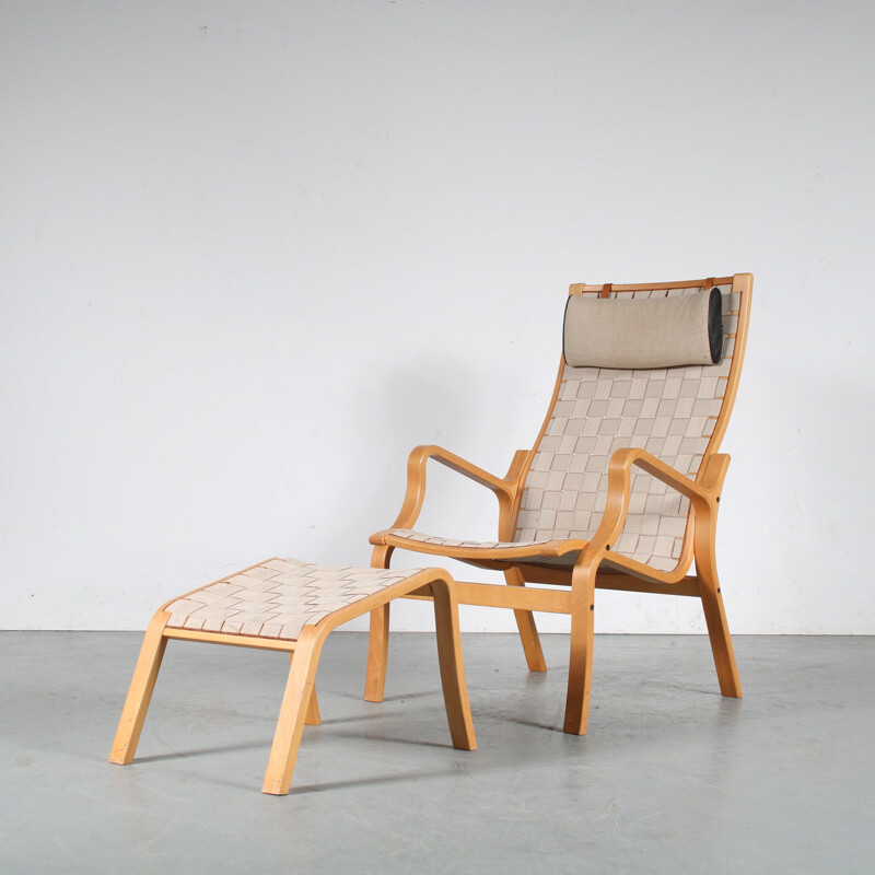 Mid century armchair and ottomane by Finn Ostergaard for Skipper, Denmark 1970s